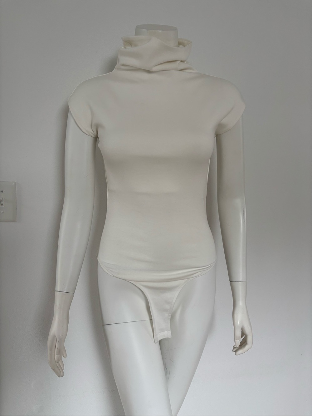 Zara Cream Turtleneck Cap-Sleeve Bodysuit